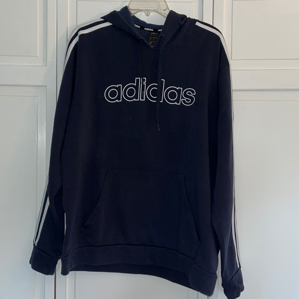 Adidas Hoodie Sweatshirt - Navy blue - Men’s size large.